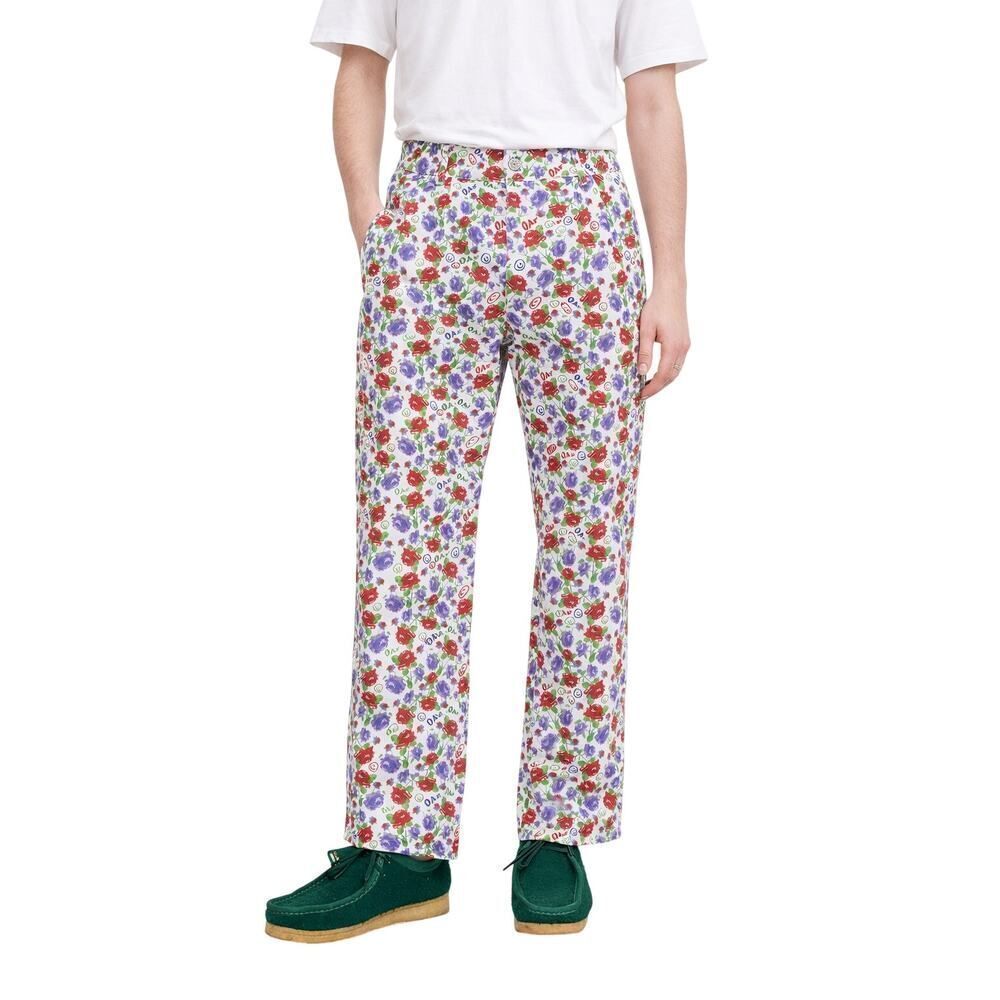LAZY OAF Unisex Blooming Marvellous All Over Print Straight Leg Pants Size 32"